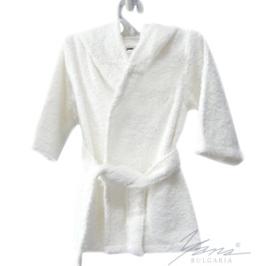 Бял детски халат за баня Ива